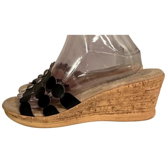 Tuscany Easy Street Black Cork Slip On Platform Wedges Slides Sandals 10M Boho - Picture 10 of 16